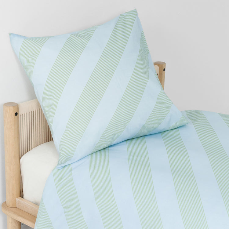 SHELDON. Single bed duvet cover Green Diagonal Stripes 150x200