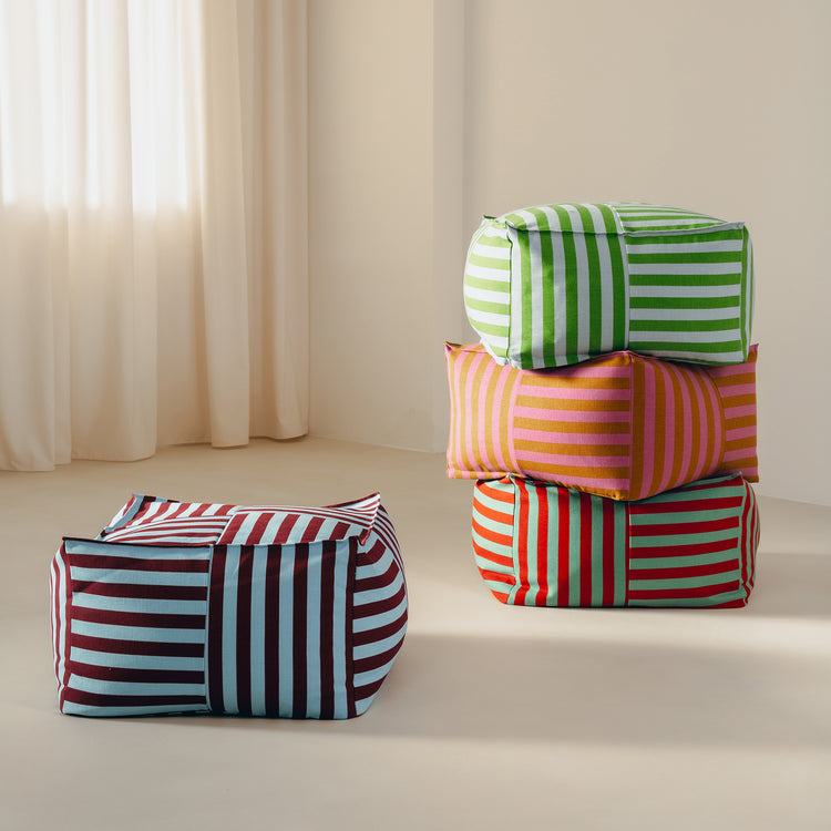OTTO. Υφασμάτινο πουφ ενηλίκων Burgundy Blue Stripes