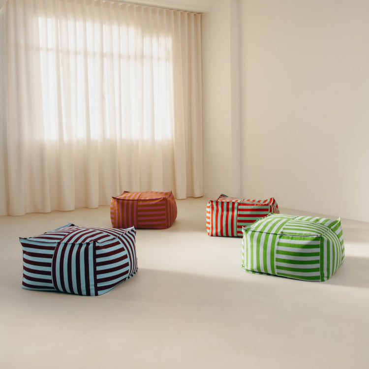 OTTO. Υφασμάτινο πουφ ενηλίκων Burgundy Blue Stripes
