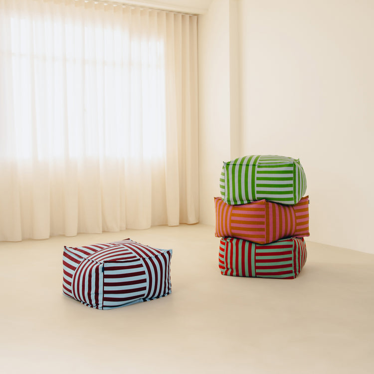 OTTO. Υφασμάτινο πουφ ενηλίκων Burgundy Blue Stripes
