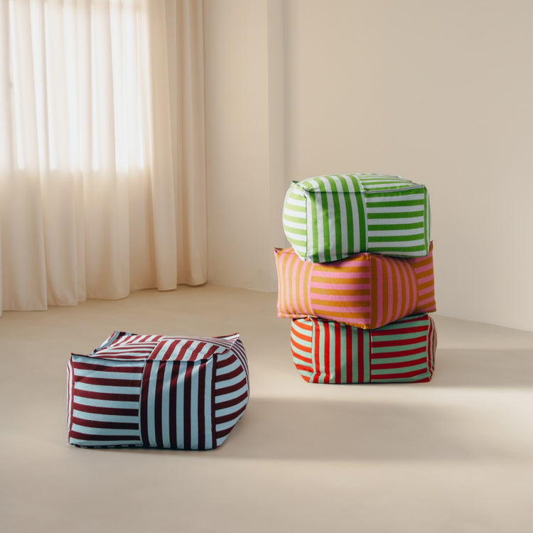 OTTO. Υφασμάτινο πουφ ενηλίκων Red Teal Green Stripes