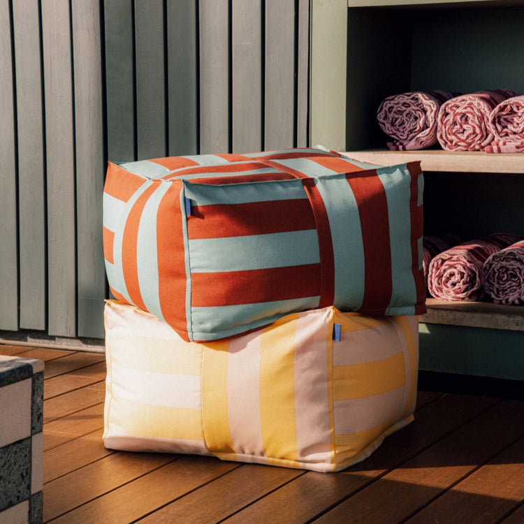 OTTO. Outdoor ottoman beanbag - adult size - Toffee Blue Stripes