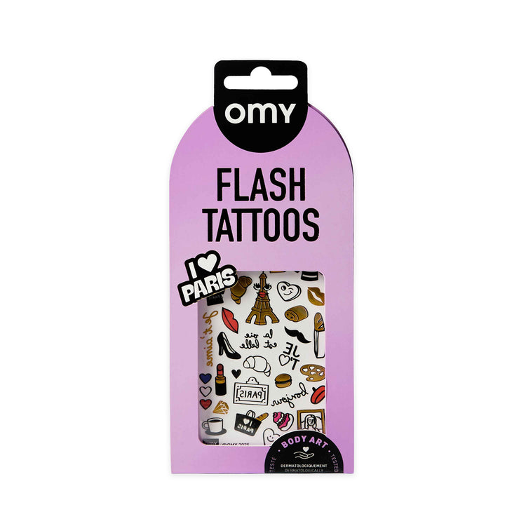 OMY. Αυτοκόλλητα flash tattoos I love Paris