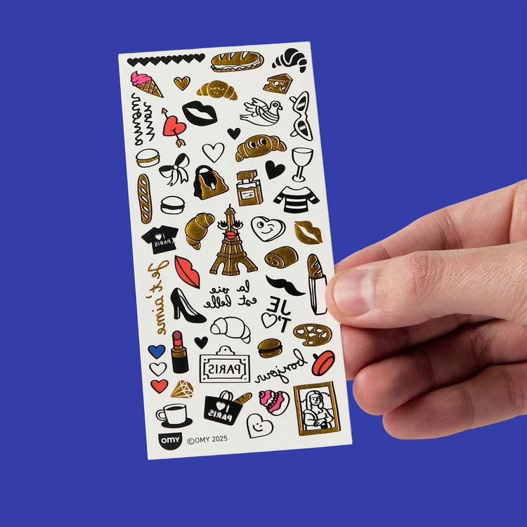 OMY. Αυτοκόλλητα flash tattoos I love Paris