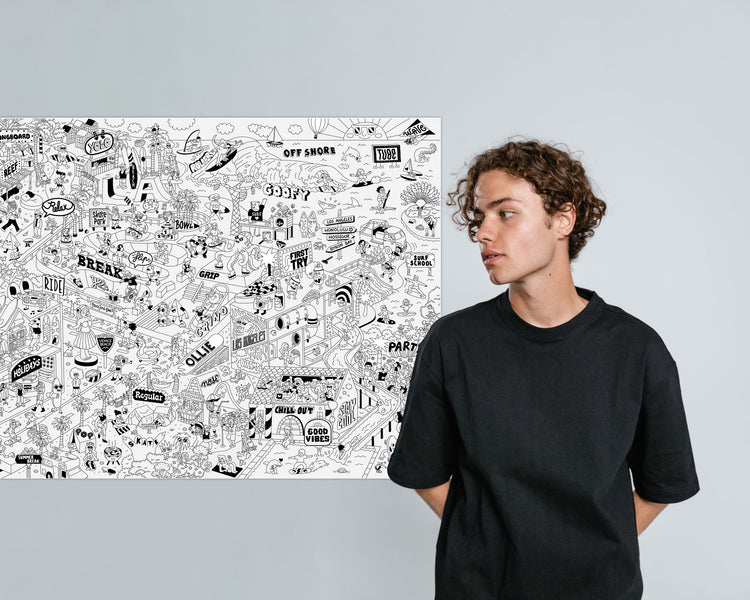 OMY. Coloring poster - Surf & Skate