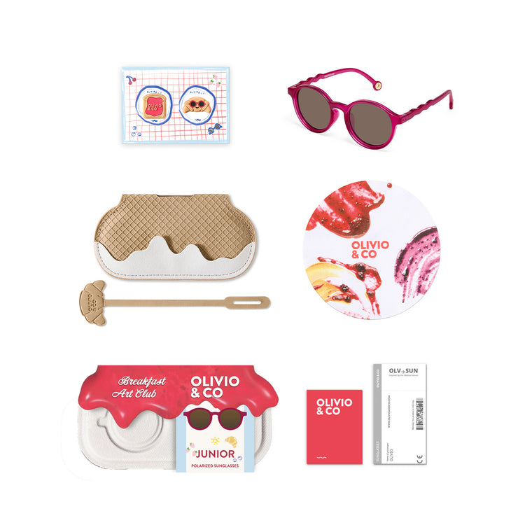 OLIVIO & CO. Junior Oval Sunglasses Breakfast Art-Raspberry 5-12Y