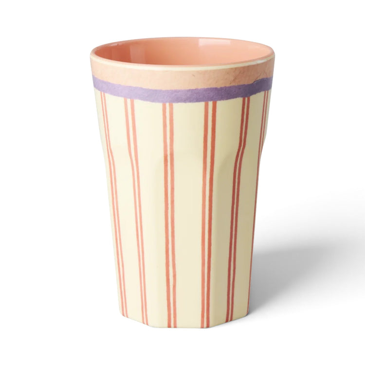 RICE. Melamine Cup with Stripey Love Print - Tall - 400ml