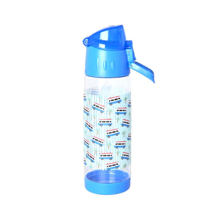 RICE. Plastic Kids Drinking Bottle with Car Print - Blue
