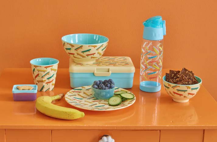 RICE. Plastic Kids Drinking Bottle with Skateboard Print - Blue
