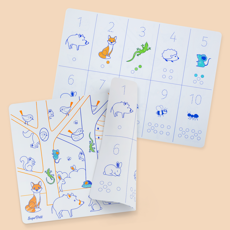 SUPER PETIT. Reversible colouring placemat set Numbers