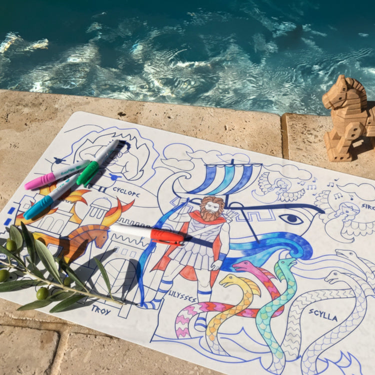 SUPER PETIT. Colouring placemat Artiste Ulysses's adventures