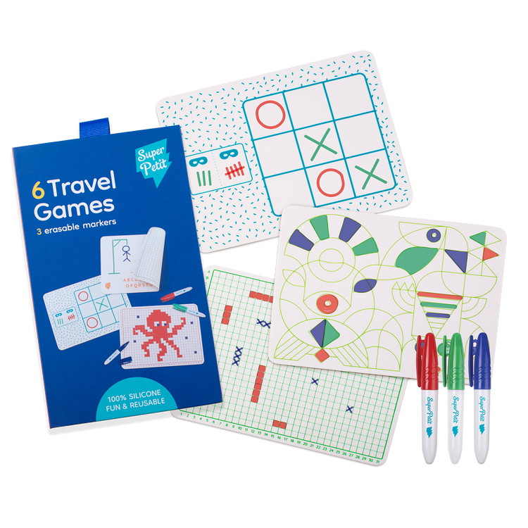 SUPER PETIT. Travel games - 3 reversible placemats + 3 markers
