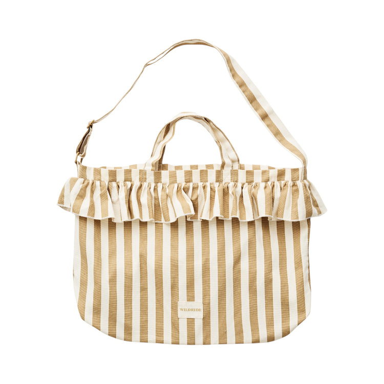 WILDRIDE. Τσάντα ώμου με βολάν Beige Stripe