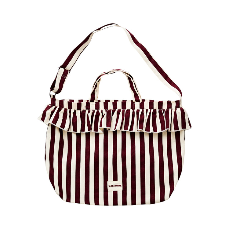 WILDRIDE. Τσάντα ώμου με βολάν Bordeaux Stripe