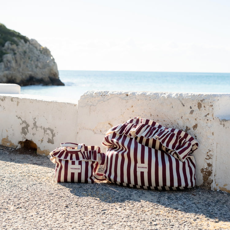 WILDRIDE. Τσάντα ώμου με βολάν Bordeaux Stripe