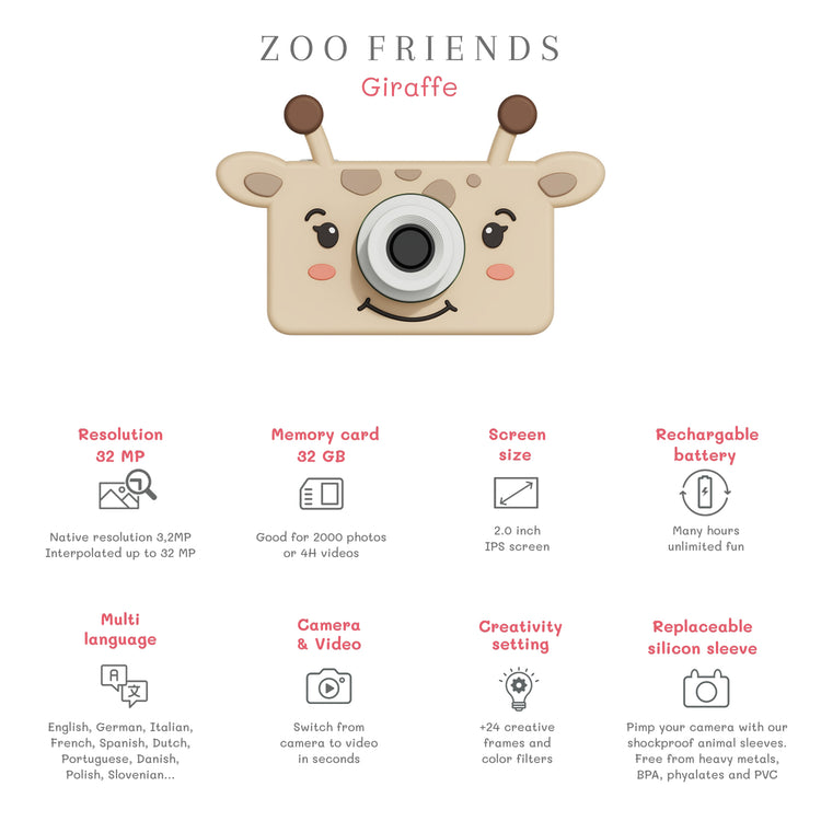 ZOO FAMILY. Ψηφιακή φωτογραφική μηχανή Zoo friends Καμηλοπάρδαλη