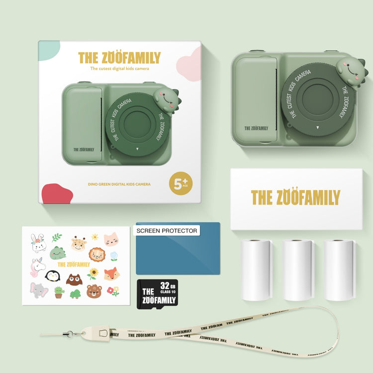 ZOO FAMILY. Zoo print camera Dino green