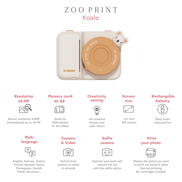 ZOO FAMILY. Zoo print camera Koala