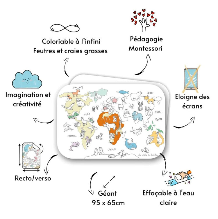 DB KIDS. Giant cleanable colouring board World Map
