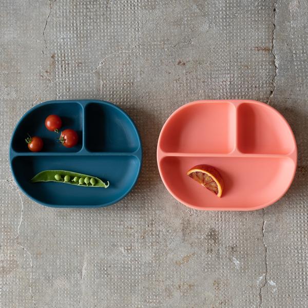 EKOBO. Bambino Silicone Divided Plate with suction foot Coral