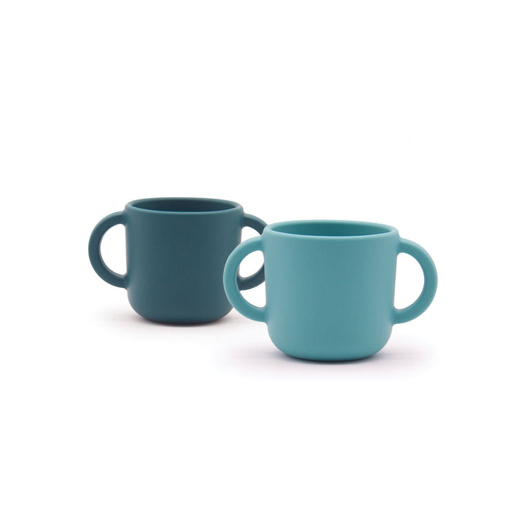 EKOBO. Bambino Silicone Cup with handles - 2 Pack Blue Abyss / Lagoon