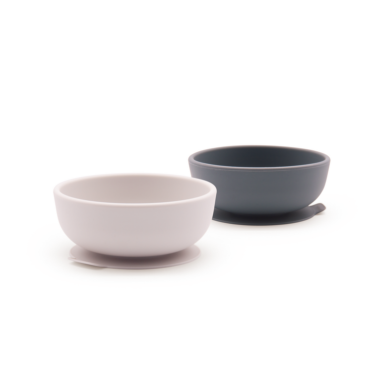 EKOBO. Bambino Silicone Suction Bowl - 2 Pack Cloud / Storm