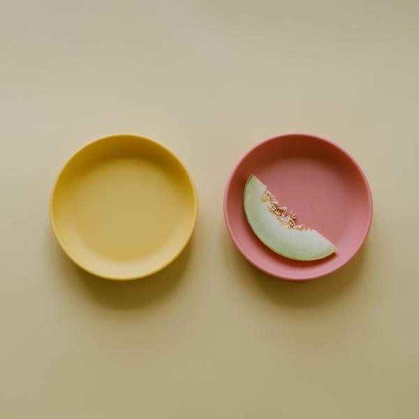 EKOBO. Bambino Silicone Suction Plate - 2 Pack Coral / Mimosa