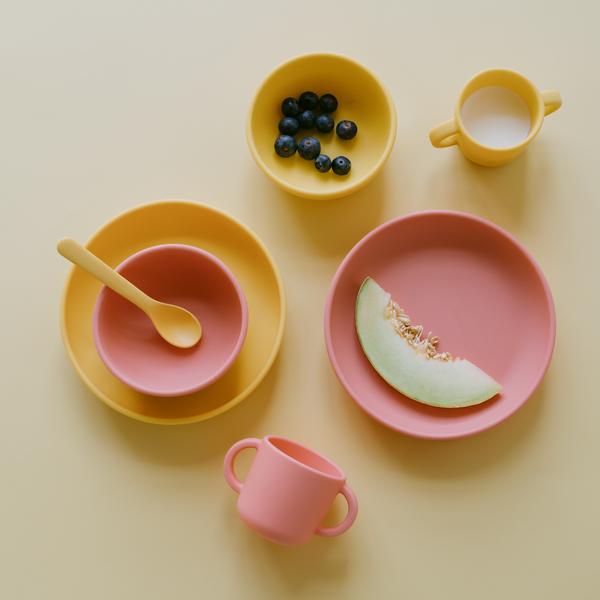 EKOBO. Bambino Silicone Suction Plate - 2 Pack Coral / Mimosa