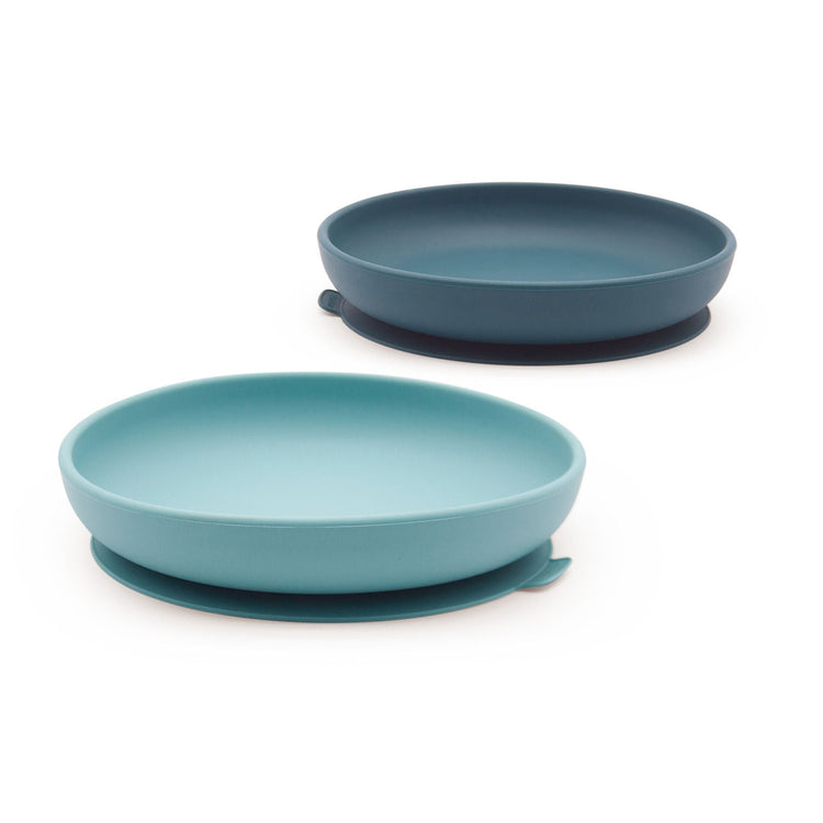 EKOBO. Bambino Silicone Suction Plate - 2 Pack Blue Abyss / Lagoon