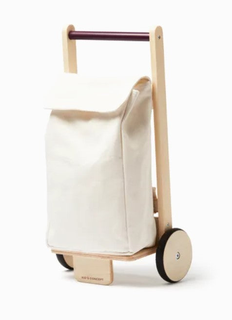 KIDS CONCEPT. Ξύλινo συρόμενο καρότσι για ψώνια KID'S HUB