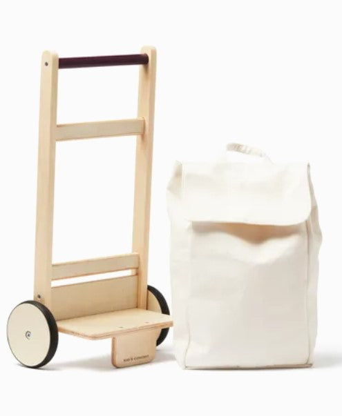 KIDS CONCEPT. Ξύλινo συρόμενο καρότσι για ψώνια KID'S HUB