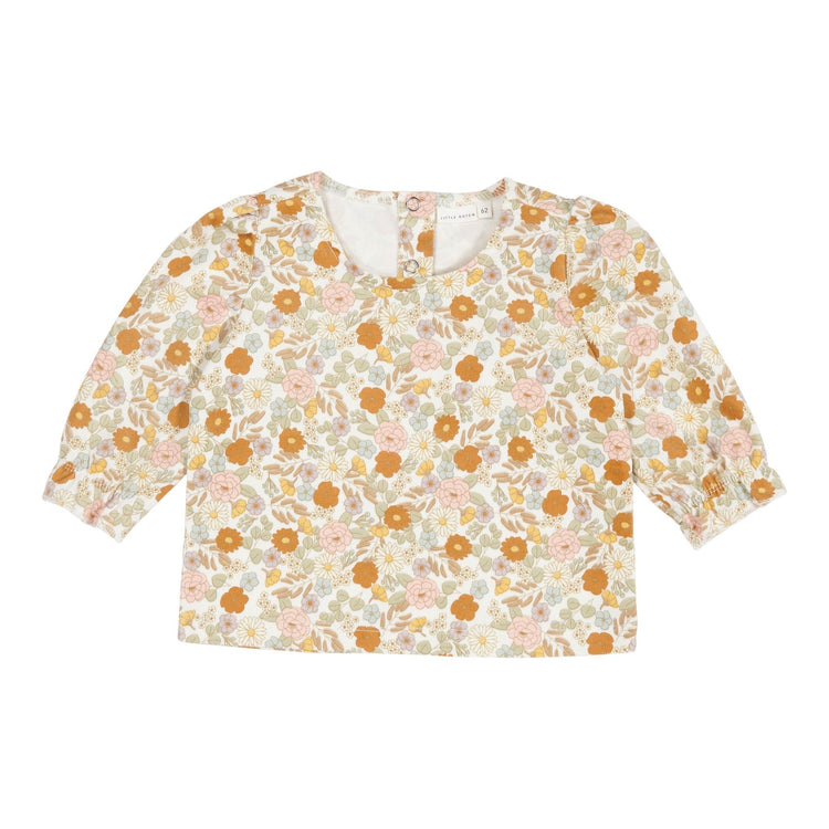 LITTLE DUTCH. Μπλουζάκι κοτλέ με λάστιχο στο μανίκι  Vintage Little Flowers