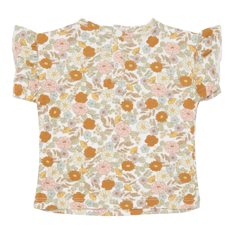 LITTLE DUTCH. Μπλουζάκι κοντομάνικο με βολάν Vintage Little Flowers