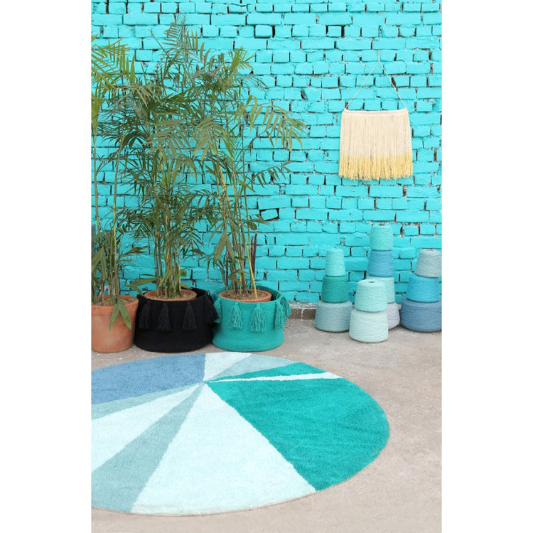 Lorena Canals. Basket Tassel green 30Χ45Χ45