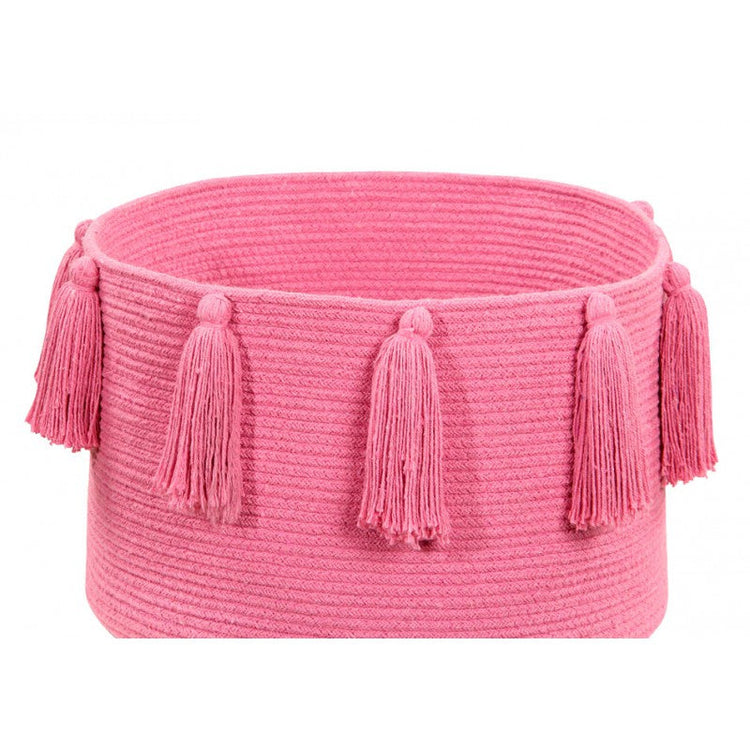Lorena Canals. Basket Tassels dark pink 30Χ45Χ45