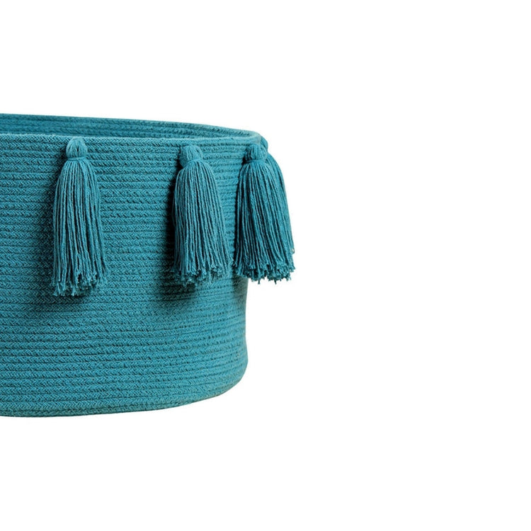 Lorena Canals. Basket Tassels petrol 30Χ45Χ45