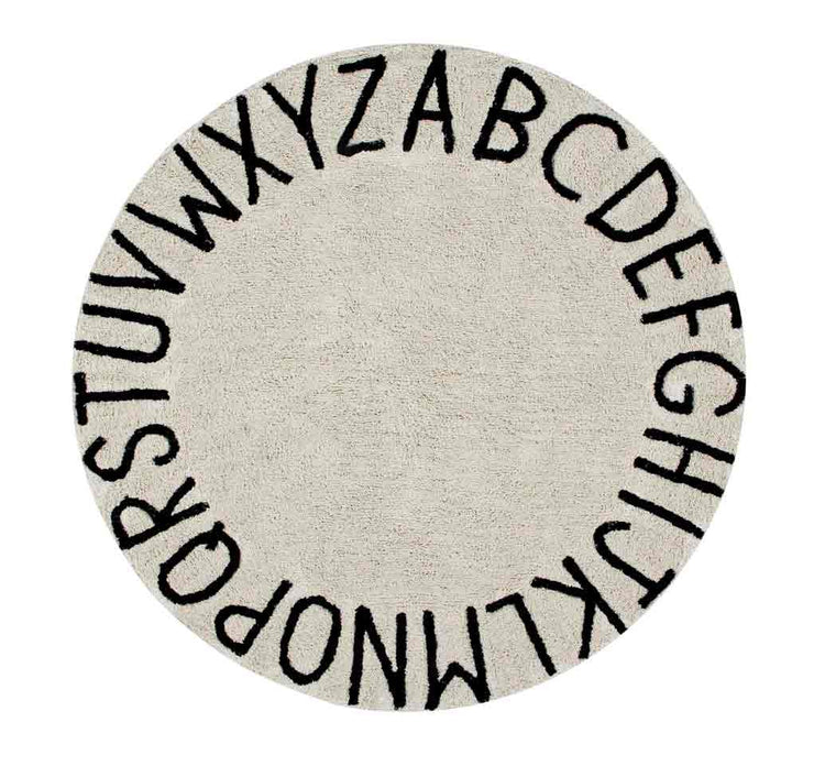 Lorena Canals. Washable Rug ABC natural/black. 150cm