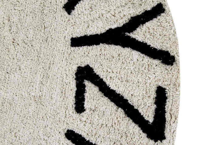 Lorena Canals. Washable Rug ABC natural/black. 150cm