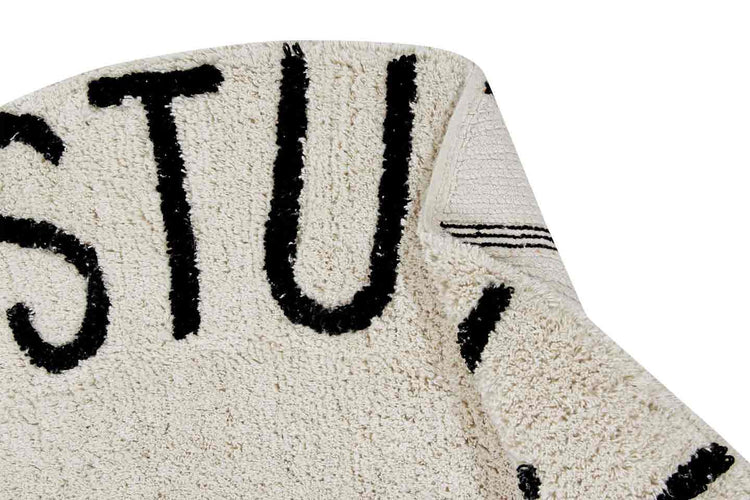 Lorena Canals. Washable Rug ABC natural/black. 150cm