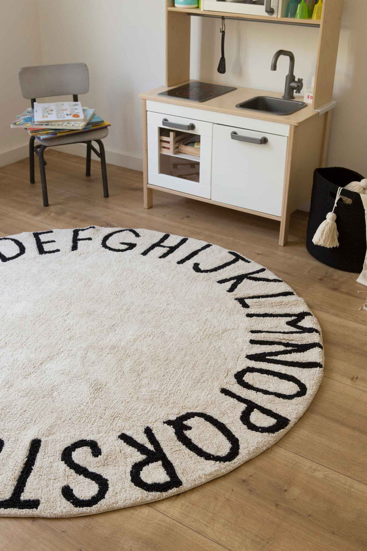 Lorena Canals. Washable Rug ABC natural/black. 150cm
