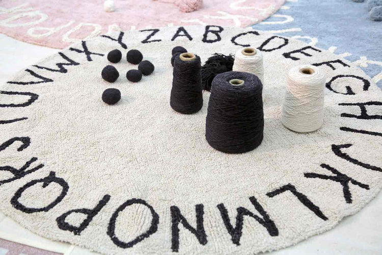 Lorena Canals. Washable Rug ABC natural/black. 150cm