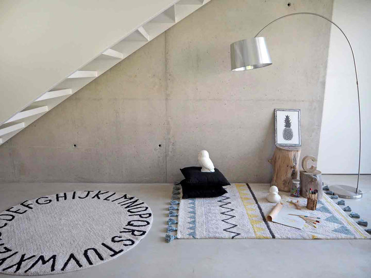 Lorena Canals. Washable Rug ABC natural/black. 150cm