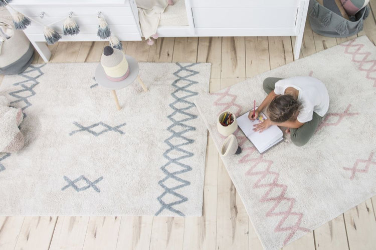 Lorena Canals. Washable Rug Atlas Natural Vintage Blue. 160x120