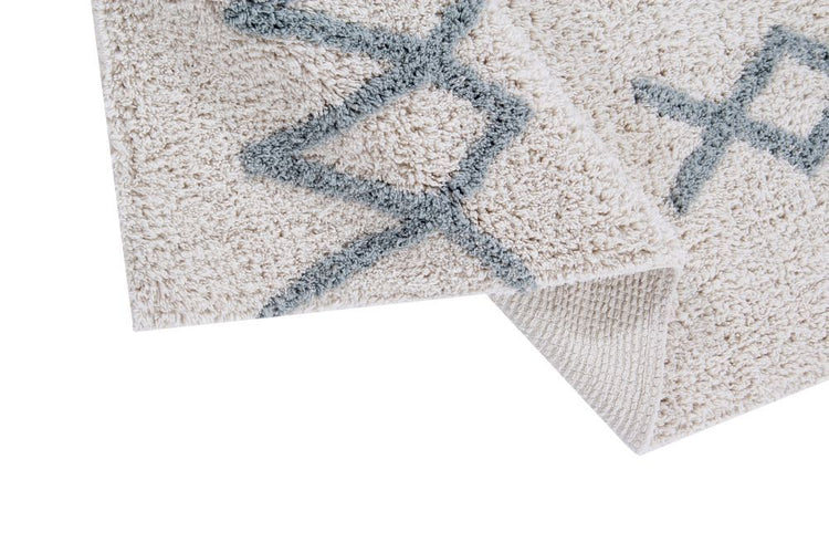 Lorena Canals. Washable Rug Atlas Natural Vintage Blue. 160x120