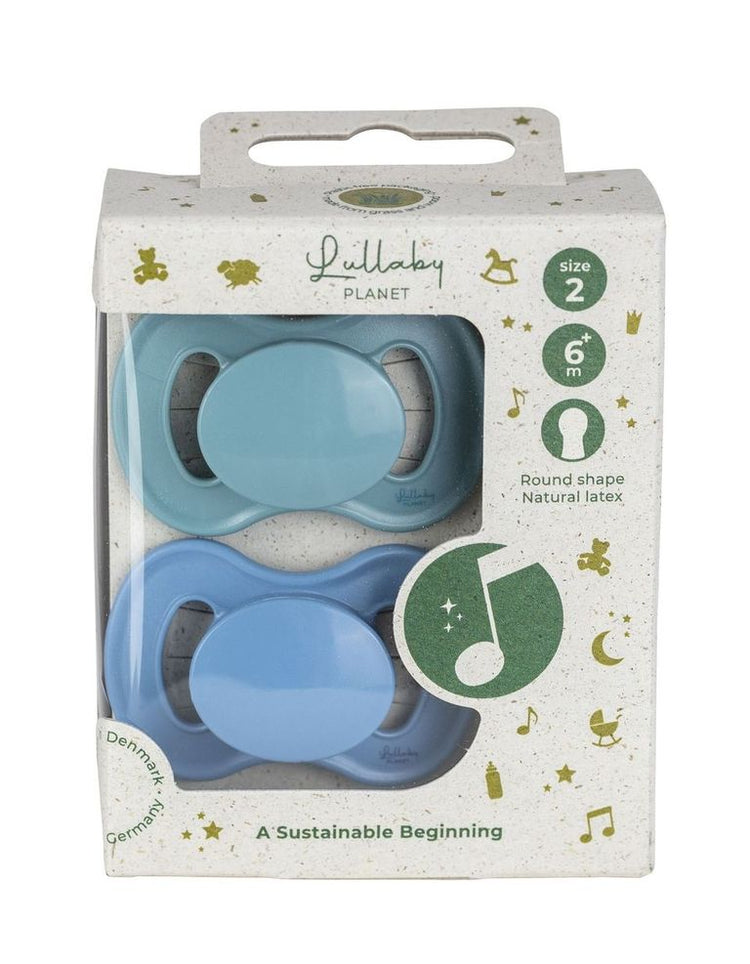 LULLABY PLANET. 2 pcs. Round latex Soothers Size 2 Ocean Teal & Dove Blue