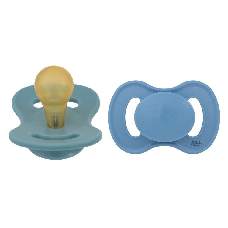 LULLABY PLANET. 2 pcs. Round latex Soothers Size 2 Ocean Teal & Dove Blue