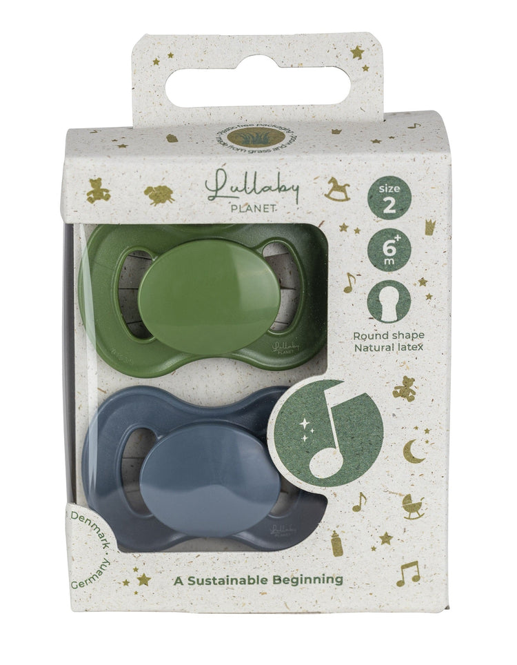 LULLABY PLANET. Σετ 2 πιπίλες Latex Size 2 - Forest Green & Flint Stone