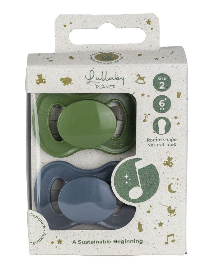LULLABY PLANET. Σετ 2 πιπίλες Latex Size 2 - Forest Green & Flint Stone
