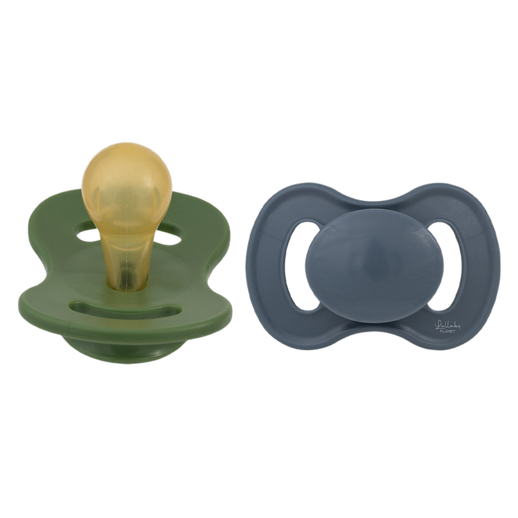 LULLABY PLANET. Σετ 2 πιπίλες Latex Size 2 - Forest Green & Flint Stone