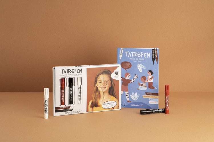 NAILMATIC. TATTOOPEN Set - Funny tribe (brown-black-white)